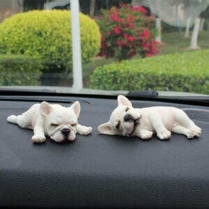 เฟรนบูลด็อก french bulldog สีขาว ตุ๊กตาหน้ารถ 16 cm งานเรซิ่น น้องหมา สุดน่ารัก แต่งรถ แต่งบ้าน