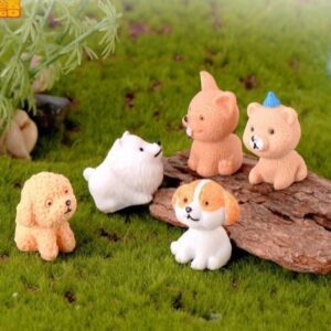 โมเดลหมาน้อย น่ารัก cute dog งานเรซิ่น ตกแต่งบ้าน 5 ชิ้น