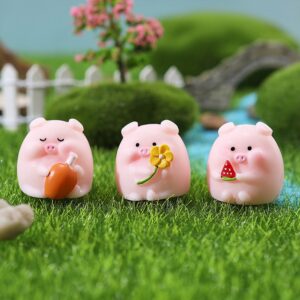 โมเดลเรซิ่น รูปปั้นการ์ตูนหมูน่ารัก สีชมพู สําหรับตกแต่งภายในรถยนต์ ออฟฟิศ สวน ของขวัญเด็ก