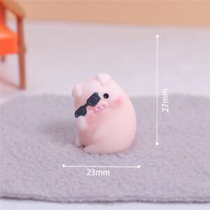 โมเดลการ์ตูนหมูน่ารัก สีชมพู ใส่แว่น