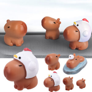 โมเดลฟิกเกอร์เรซิ่น รูปการ์ตูนสัตว์น่ารัก คาปิบาร่า ขนาดเล็ก สําหรับตกแต่งสวน บ้าน ออฟฟิศ รถยนต์ DIY  9 ชิ้น